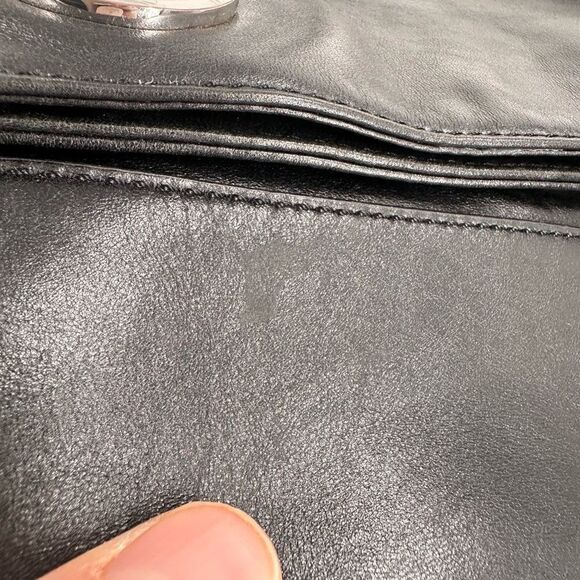 Tory Burch Womens Leather Foldover Crossbody Shoulder Bag Dena Black Size Medium - Picture 7 of 16